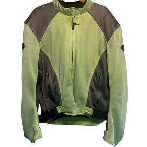 OSI Motorcycle Jacket XL Mesh Padded High Vis Green Charcoal Grey Riding Gear